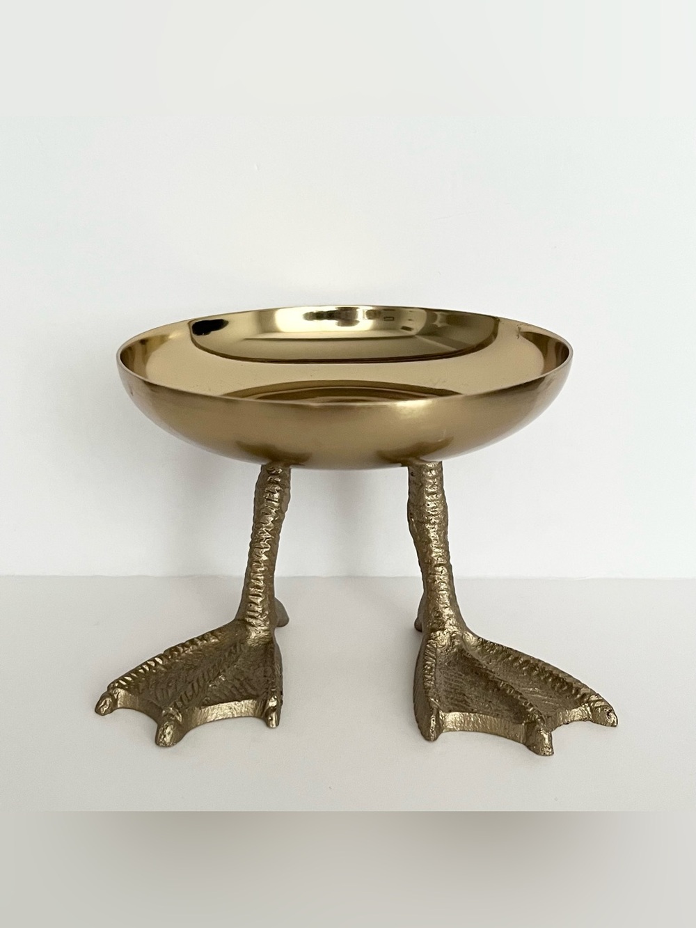 West Elm Brass Finish Gold Duck Footed Trinket Tray Dish Bowl Whimsical Fun